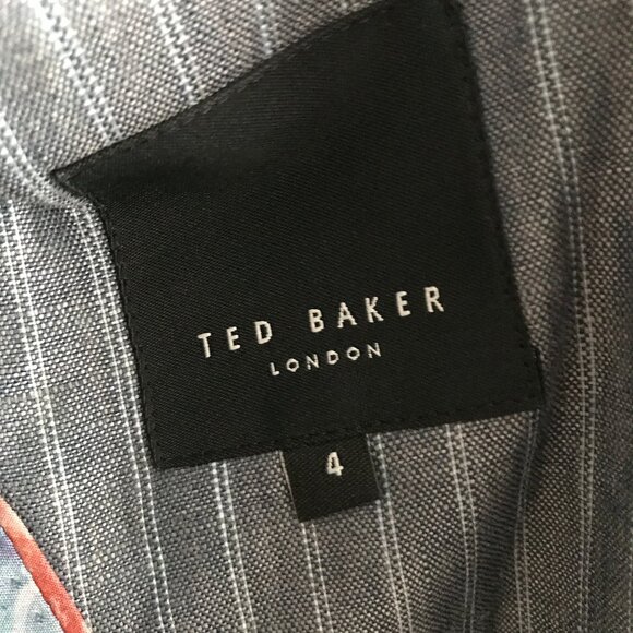 Ted Baker Linen Blazer Jackey Gray Stripe Mens 4 - Picture 3 of 11